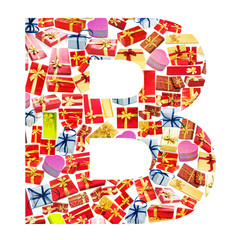 B Letter - Alphabet made of giftboxes