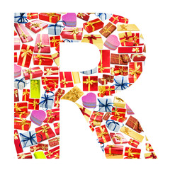 R Letter - Alphabet made of giftboxes