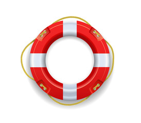 Ship lifebuoy is on a white background.
