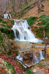 waterfalls on mountain river