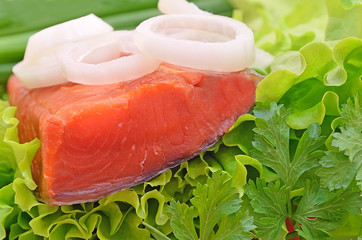 The piece of smoked salmon