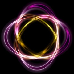 Bright violet and orange shapes