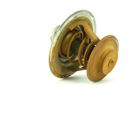 Automotive thermostat on a white background.