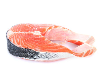 fresh salmon steak isolated on white