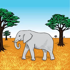 Papier peint adhésif Zoo Éléphant dans la savane