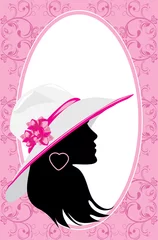 Rolgordijnen Portret van elegantie vrouw in een hoed. Modekaart © Nataliia Bielous