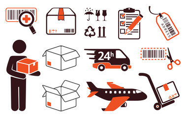 Mail delivery, transportation symbols