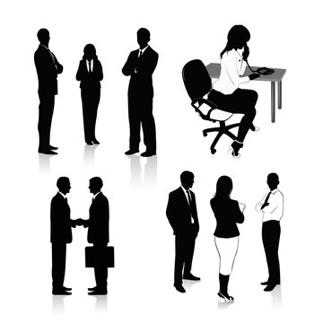 Vector Illustration: Collection of business people silhouettes