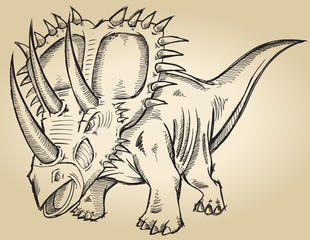 Sketch Doodle Triceratops Dinosaur Vector © Blue Foliage
