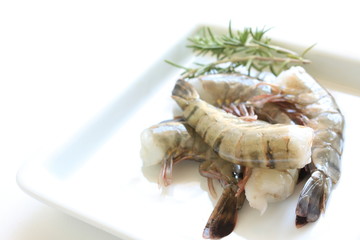 Freshness Shrimp on dish with rosemary