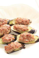 Chinese cuisine, fried mince on eggplant