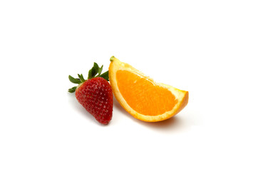 Strawberry and slice of orange