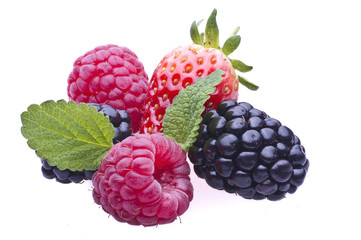 Raspberries, blackberries and strawberries