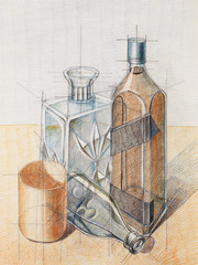 colored still life study on object composition