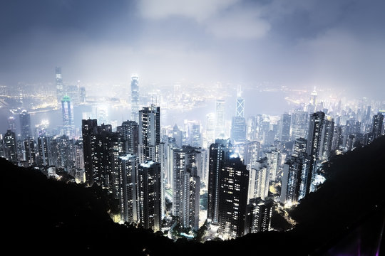 Hong Kong island from Victoria's Peak at night