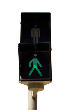 Closeup of a traffic light for pedestrians