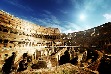 inside of Colosseum in Rome, Italy