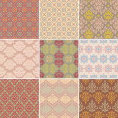 set of seamless retro background