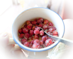 Strawberry dessert with milk