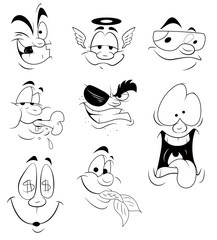 Fototapeta premium Cartoon Faces Expressions