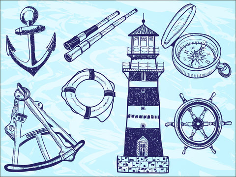 Nautical collection - hand-drawn illustration