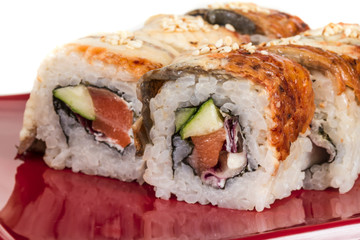 Japanese traditional Cuisine - Maki Roll with Cucumber , Cream C
