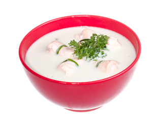 Vegetable soup with salmon