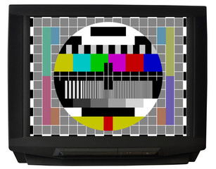 Fototapeta na wymiar TV z ekranem sygnału testowego samodzielnie