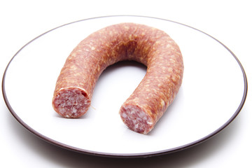 Bauernwurst auf Porzellanteller