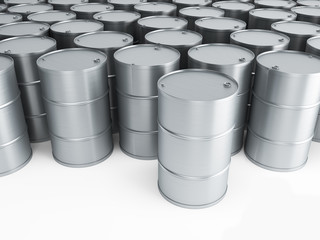 silver oil barrels