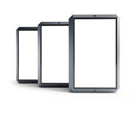 set of modern touchscreen smartphones