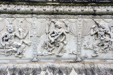 Ramayana Bas Relief on Wall of Fence