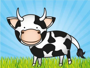 Poster Ferme vache de dessin animé mignon