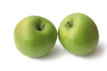 due mele verdi_sfondo bianco