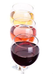 Three different wine glasses