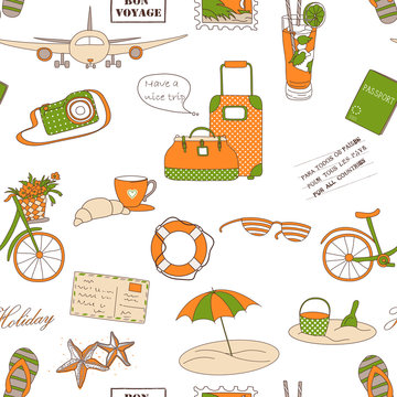 Travel background. Seamless pattern