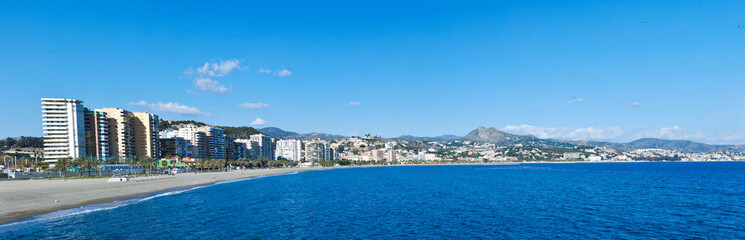 Fototapeta premium Malaga Beach and City - Spain