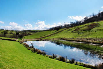 Fototapeta na wymiar Tranquil pond in rolling English countryside
