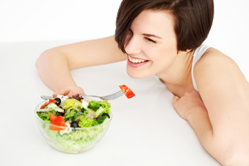 woman with salad