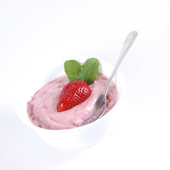 Fresh juicy strawberry with yogurt
