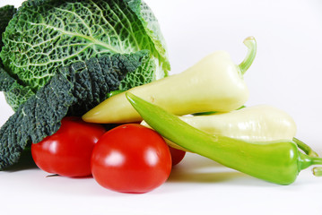 Fresh vegetables isolated on white