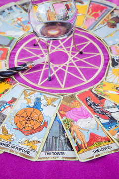 Tarot cards with the crystal ball and magic wand (2).