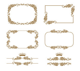 Vector set of decorative horizontal elements, border and frame