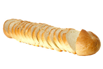 The cut bread  isolated on the white background