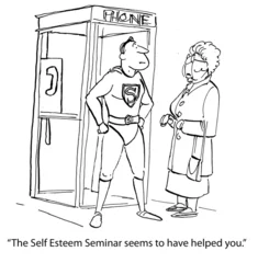 Deurstickers Strips Self-Esteem Seminar was nuttig