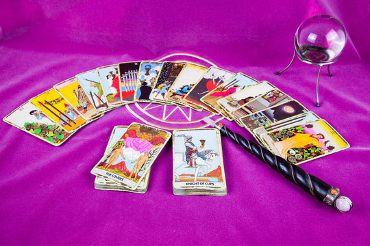 Tarot cards with the crystal ball and magic wand (15).