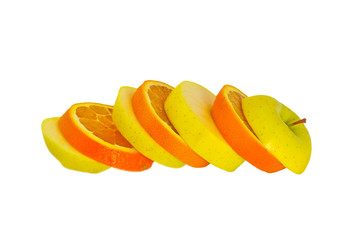 Fototapeta na wymiar Cutted apple and orange