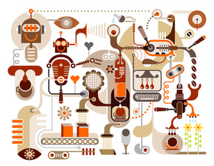 Coffee Factory - abstract vector illustration