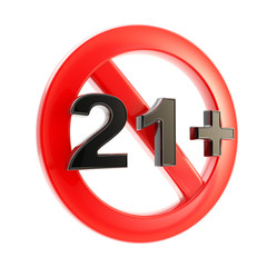 Age limit (21 ) round symbol isolated
