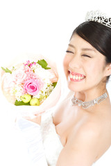 Beautiful asian woman dressed as a bride